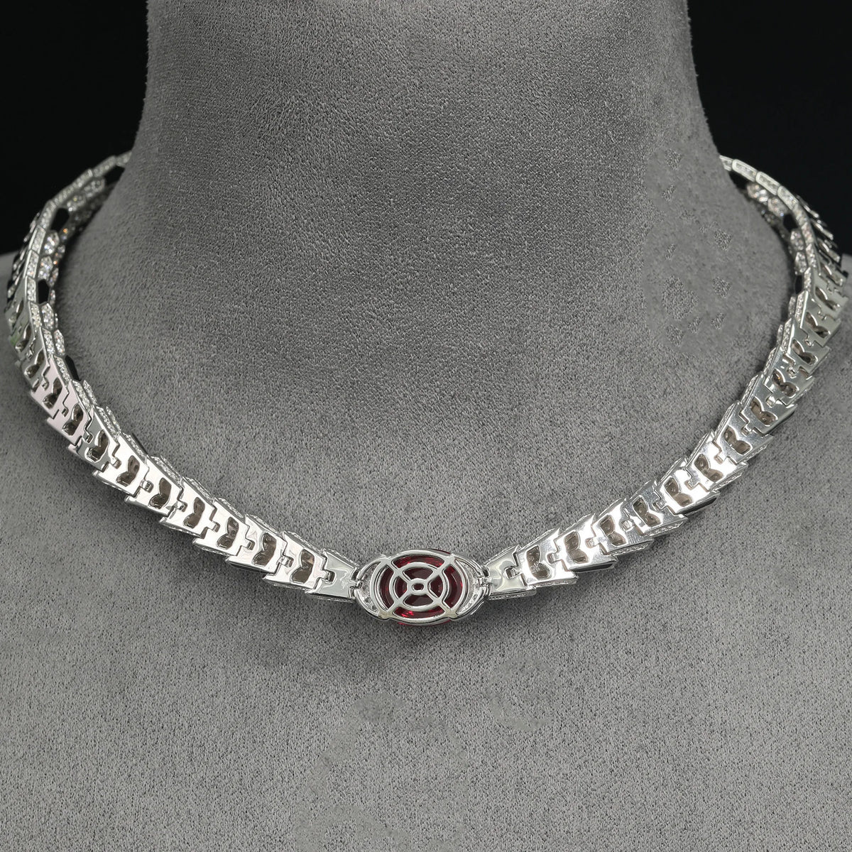 WUIHA Vintage 925 Sterling Silver 5 CT Lab Sapphire Ruby High Carbon Diamonds Gemstone Cocktail Pendant Necklace Fine Jewelry