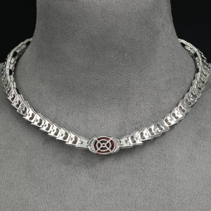 WUIHA Vintage 925 Sterling Silver 5 CT Lab Sapphire Ruby High Carbon Diamonds Gemstone Cocktail Pendant Necklace Fine Jewelry