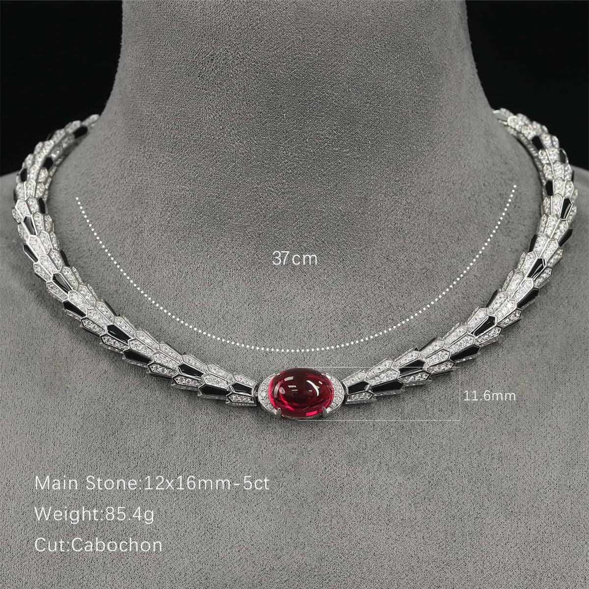 WUIHA Vintage 925 Sterling Silver 5 CT Lab Sapphire Ruby High Carbon Diamonds Gemstone Cocktail Pendant Necklace Fine Jewelry