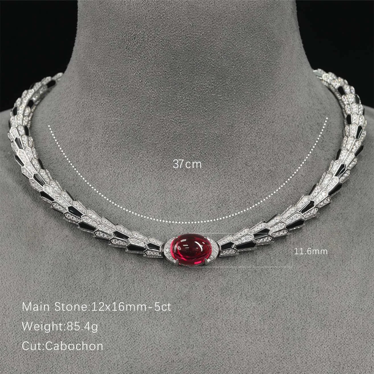 WUIHA Vintage 925 Sterling Silver 5 CT Lab Sapphire Ruby High Carbon Diamonds Gemstone Cocktail Pendant Necklace Fine Jewelry