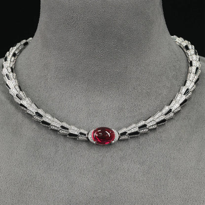 WUIHA Vintage 925 Sterling Silver 5 CT Lab Sapphire Ruby High Carbon Diamonds Gemstone Cocktail Pendant Necklace Fine Jewelry