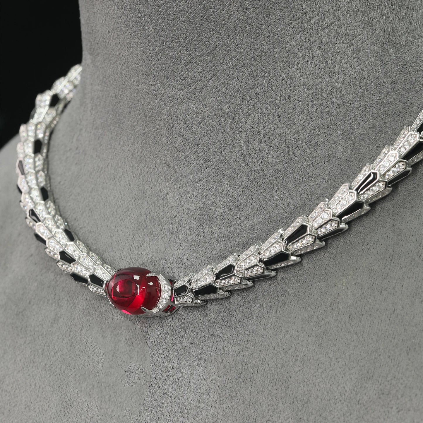 WUIHA Vintage 925 Sterling Silver 5 CT Lab Sapphire Ruby High Carbon Diamonds Gemstone Cocktail Pendant Necklace Fine Jewelry
